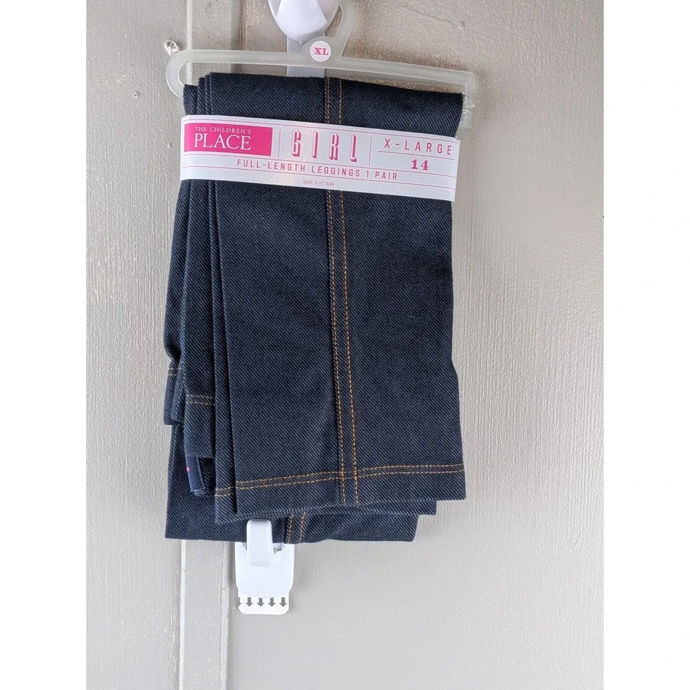 The Children's Place Girls XL 14 Dark Indigo Denim Look Full Length Leggings NWT